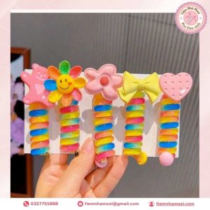 Dây buộc tóc lò xo nhỏ hoa văn